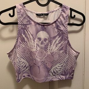 cute skull heart crop tank